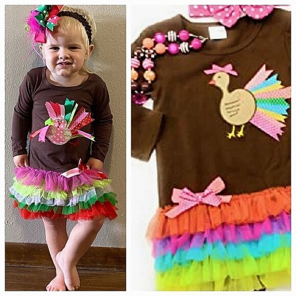 Turkey Applique Design Tutu Tunic/ Dress - Picture 1 of 4